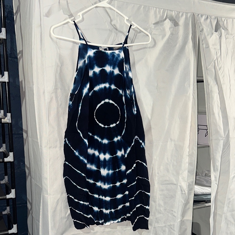 Navy Tie-Dye Backless Dress